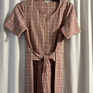 Dusty pink plaid jumpsuit